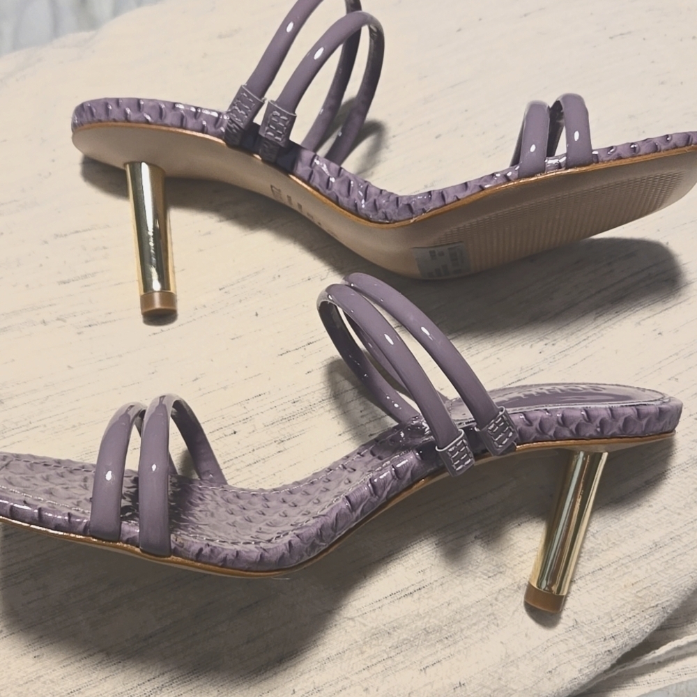 Schutz-Leather Heeled Sandals 'Lover Mid' In Orchid-Size 6.5 - Picture 4 of 17